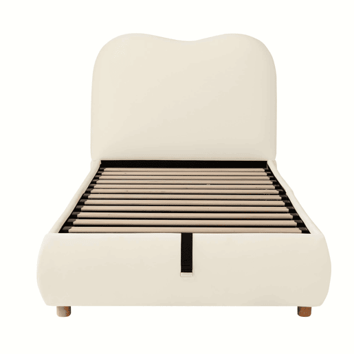 Cama estofada para criança 90x200 cm - hidráulica com base de colchão, cabeceira acolchoada e amplo espaço de arrumação - bege Cama estofada para criança 90x200 cm - hidráulica com base de colchão, cabeceira acolchoada e amplo espaço de arrumação - bege