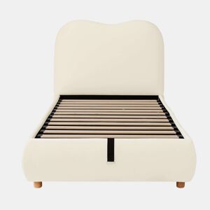 Cama estofada para criança 90x200 cm - hidráulica com base de colchão, cabeceira acolchoada e amplo espaço de arrumação - bege