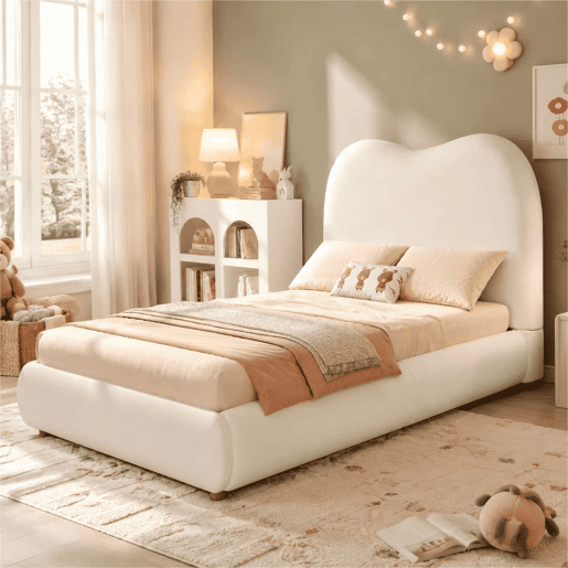 Cama estofada para criança 90x200 cm - hidráulica com base de colchão, cabeceira acolchoada e amplo espaço de arrumação - bege Cama estofada para criança 90x200 cm - hidráulica com base de colchão, cabeceira acolchoada e amplo espaço de arrumação - bege