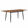 Mesa de jantar retangular 190,5 x 80 x 76 cm u2014 estilo industrial moderno com tampo com efeito de madeira e pernas metálicas u2014 nogueira