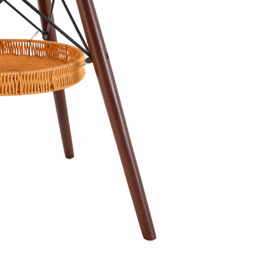 Mesa de jantar redonda Ø80 cm - Design moderno com prateleira suspensa em trançado, tampo em MDF e pernas em madeira maciça - Nogueira e preto Mesa de jantar redonda Ø80 cm - Design moderno com prateleira suspensa em trançado, tampo em MDF e pernas em madeira maciça - Nogueira e preto