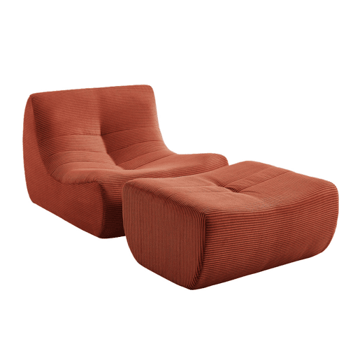 Módulo de sofá em veludo canelado com pufe embalados a vácuo, 1 lugar, Sokol veludo canelado, Terracotta, 91x105x72 cm Módulo de sofá em veludo canelado com pufe embalados a vácuo, 1 lugar, Sokol veludo canelado, Terracotta, 91x105x72 cm