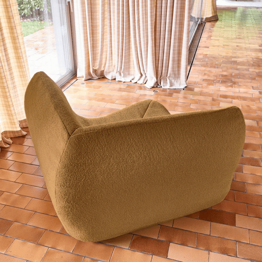 Módulo de canto em bouclé embalado a vácuo, Sokol bouclé, Mostarda, 100x100x72 cm Módulo de canto em bouclé embalado a vácuo, Sokol bouclé, Mostarda, 100x100x72 cm