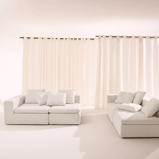 Sofá modular em tecido chenille embalado a vácuo, 4 lugares, Movi, Branco, 362x110x62 cm Sofá modular em tecido chenille embalado a vácuo, 4 lugares, Movi, Branco, 362x110x62 cm