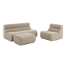 Sofá modular em bouclé com pufe embalados a vácuo, 3 lugares, Nova bouclé, Bege, 162x99x75 cm