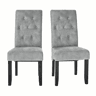 Cadeiras de jantar 42 x 47 x 107 cm - encosto alto estofado, conjunto de 2 peças - cinzento claro