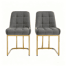 Cadeiras de jantar 45x39x84 cm - estofadas, multifuncionais, para cozinha e sala de estar (2 unidades) - cinzento escuro