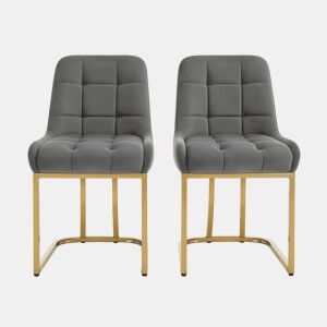 Cadeiras de jantar 45x39x84 cm - estofadas, multifuncionais, para cozinha e sala de estar (2 unidades) - cinzento escuro