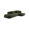 Sofá-cama orgânico em bouclé embalado a vácuo, 3 lugares, Iconik boucle, Verde caqui, 281x154x68 cm