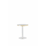 Mesa auxiliar redonda 60x60x74 cm u2014 tampo com efeito de mármore, com borda dourada e estrutura metálica estável, ideal como mesa de centro, mesa de cabeceira ou para o varandão u2014 Branco
