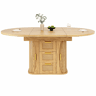 Mesa de jantar extensível 118-158 cm - com arrumação e gavetas em rattan, MDF com efeito de madeira - madeira natural