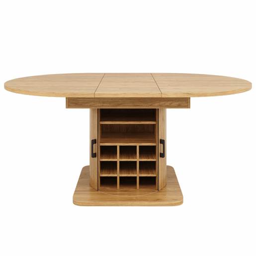 Mesa de jantar extensível - multifuncional com arrumação e prateleiras extraíveis, poupa espaço em cozinhas e salas de jantar pequenas, tampo em MDF - castanho claro natural Mesa de jantar extensível - multifuncional com arrumação e prateleiras extraíveis, poupa espaço em cozinhas e salas de jantar pequenas, tampo em MDF - castanho claro natural