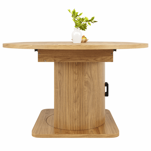 Mesa de jantar extensível - multifuncional com arrumação e prateleiras extraíveis, poupa espaço em cozinhas e salas de jantar pequenas, tampo em MDF - castanho claro natural Mesa de jantar extensível - multifuncional com arrumação e prateleiras extraíveis, poupa espaço em cozinhas e salas de jantar pequenas, tampo em MDF - castanho claro natural