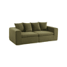 Sofá modular em tecido chenille embalado a vácuo, 2 lugares, Movi, Verde, 219x110x62 cm