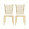 Cadeiras de jantar 59,5 x 47 x 94,5 cm u2013 encosto alto, elegantes, 2 unidades u2013 branco creme e dourado