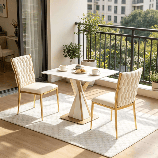 Cadeiras de jantar 59,5 x 47 x 94,5 cm u2013 encosto alto, elegantes, 2 unidades u2013 branco creme e dourado