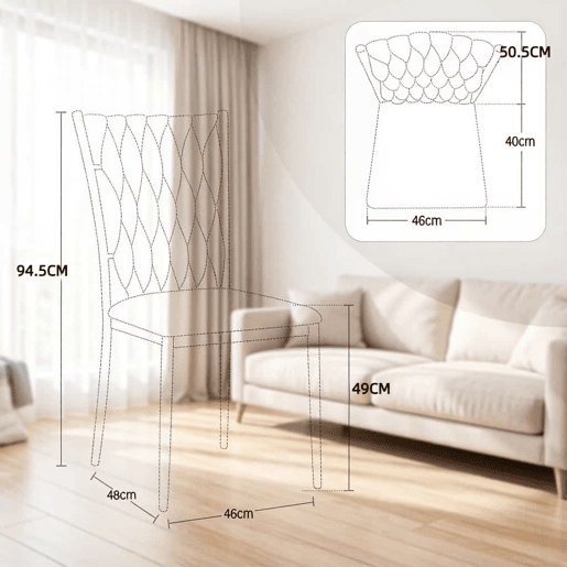 Cadeiras de jantar 59,5 x 47 x 94,5 cm u2013 encosto alto, elegantes, 2 unidades u2013 branco creme e dourado