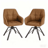 Cadeiras de jantar 57 x 54 x 82,5 cm u2013 giratórias, encosto almofadado, 2 unidades u2013 castanho claro