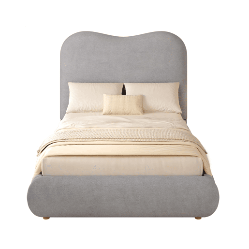 Cama individual para criança 90x200 cm - cama estofada com sistema hidráulico, base de colchão, cabeceira almofadada e amplo espaço de arrumação - cinzenta