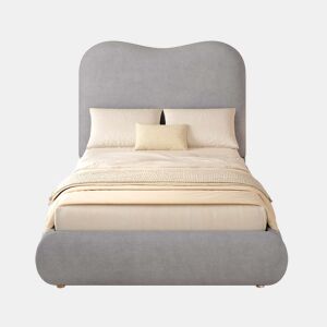 Cama individual para criança 90x200 cm - cama estofada com sistema hidráulico, base de colchão, cabeceira almofadada e amplo espaço de arrumação - cinzenta