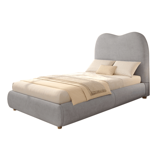 Cama individual para criança 90x200 cm - cama estofada com sistema hidráulico, base de colchão, cabeceira almofadada e amplo espaço de arrumação - cinzenta