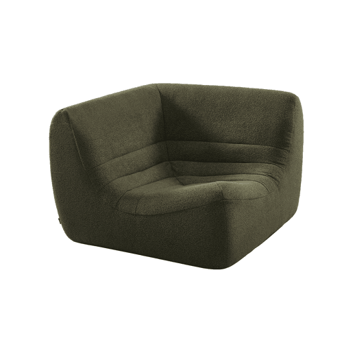 Módulo de canto em bouclé embalado a vácuo, Sokol bouclé, Verde caqui, 100x100x72 cm