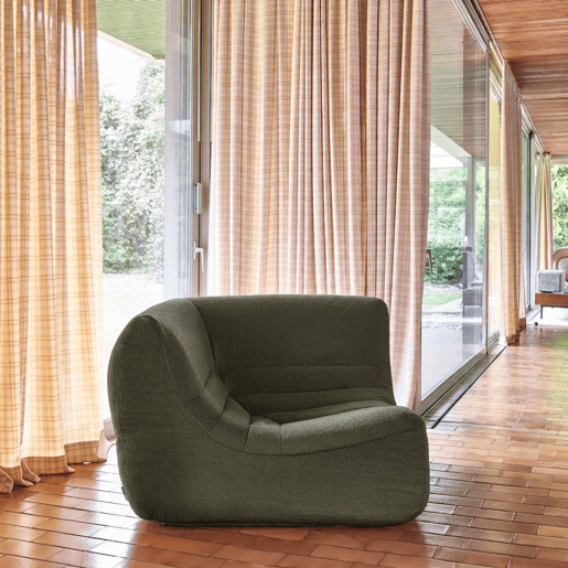 Módulo de canto em bouclé embalado a vácuo, Sokol bouclé, Verde caqui, 100x100x72 cm