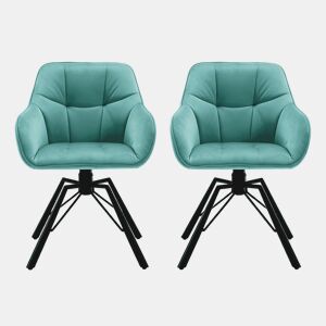 Cadeiras giratórias de jantar 57 x 54 x 82,5 cm - Encosto macio, assento amplo, estofadas, 2 unidades - Turquesa