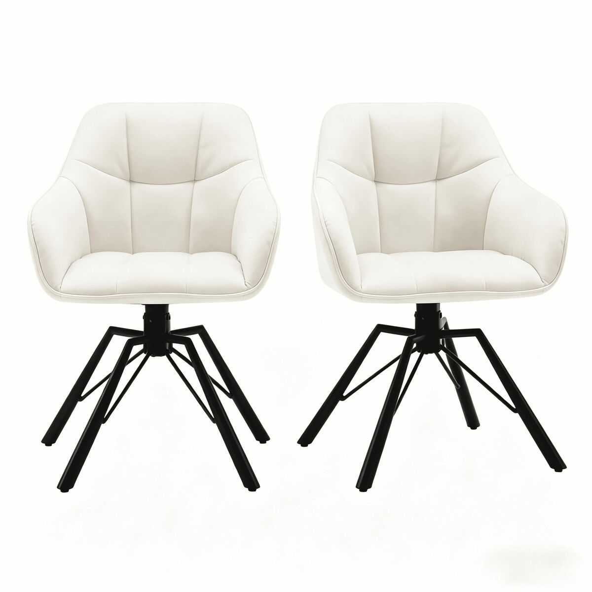 sillas de comedor giratorias 57x54x825 cm - respaldo suave y asiento amplio tapizado - blanco crema