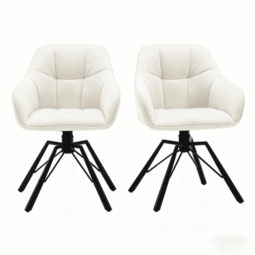 Cadeiras giratórias de jantar 57 x 54 x 82,5 cm u2014 encosto macio e assento amplo estofado u2014 branco creme