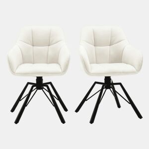 Cadeiras giratórias de jantar 57 x 54 x 82,5 cm u2014 encosto macio e assento amplo estofado u2014 branco creme