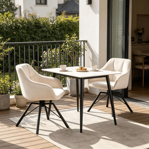 Cadeiras giratórias de jantar 57 x 54 x 82,5 cm u2014 encosto macio e assento amplo estofado u2014 branco creme