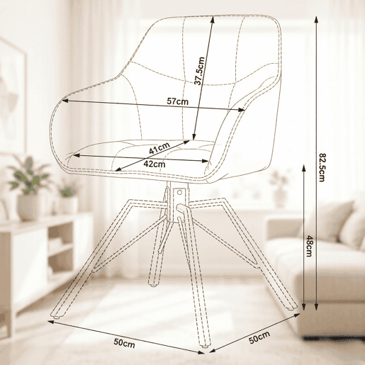 Cadeiras giratórias de jantar 57 x 54 x 82,5 cm u2014 encosto macio e assento amplo estofado u2014 branco creme