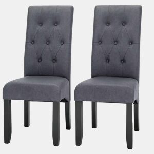 Cadeiras de jantar 42x47x107 cm - encosto alto estofado para cozinha e sala de estar - cinzento escuro