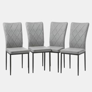 Cadeiras de jantar 40 x 42,5 x 94,5 cm - Estofadas e elegantes, 4 unidades, para sala de jantarsala de estar - Cinza escuro