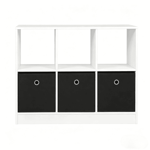 Estante modular 80 x 30 x 61 cm - Caixas de arrumação independentes para a sala de estar e a cozinha - Preto e branco