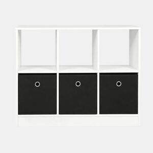 Estante modular 80 x 30 x 61 cm - Caixas de arrumação independentes para a sala de estar e a cozinha - Preto e branco