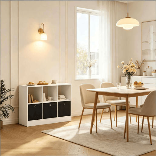Estante modular 80 x 30 x 61 cm - Caixas de arrumação independentes para a sala de estar e a cozinha - Preto e branco