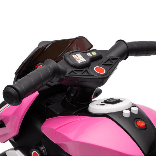 HOMCOM Mota Elétrica Infantil de 3 Rodas com Pedal, Farol LED, Música e Buzina, para Crianças de 3 a 5 Anos, Rosa