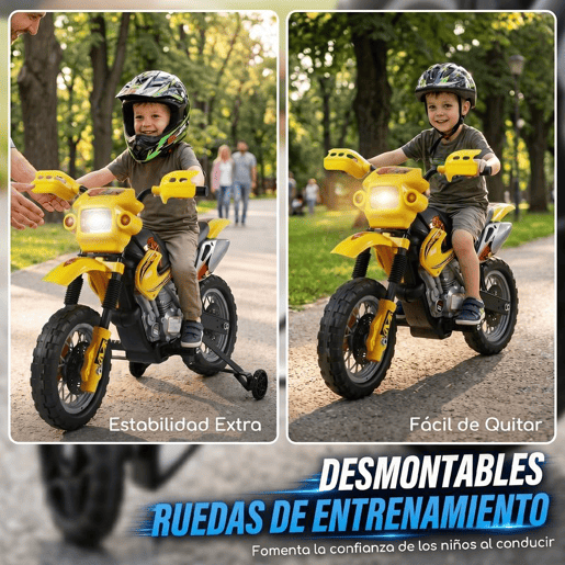 HOMCOM Mota Elétrica Infantil 6V com Luzes e Música para Crianças 3-6 Anos, Amarelo HOMCOM Mota Elétrica Infantil 6V com Luzes e Música para Crianças 3-6 Anos, Amarelo