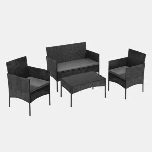 Conjunto de mobiliário de jardim 100x56x78 cm - Exterior, varanda, conjunto de conversação elegante - Preto