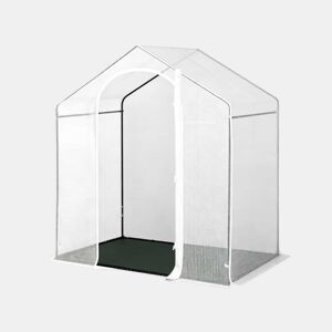 Estufa de terraço - Porta enrolável com fecho de correr, estufa de inverno para plantas, proteção exterior - Branco