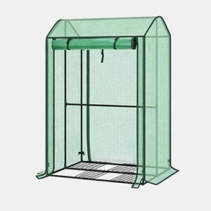 Estufa de varanda - resistente, com porta enrolável com fecho de correr para proteção das plantas - verde