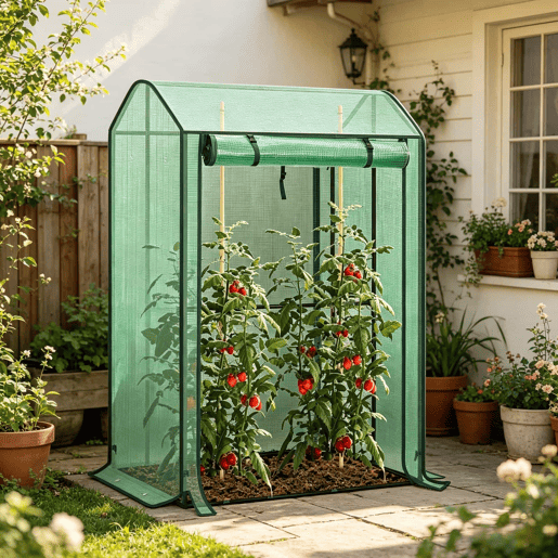 Estufa de varanda - resistente, com porta enrolável com fecho de correr para proteção das plantas - verde Estufa de varanda - resistente, com porta enrolável com fecho de correr para proteção das plantas - verde