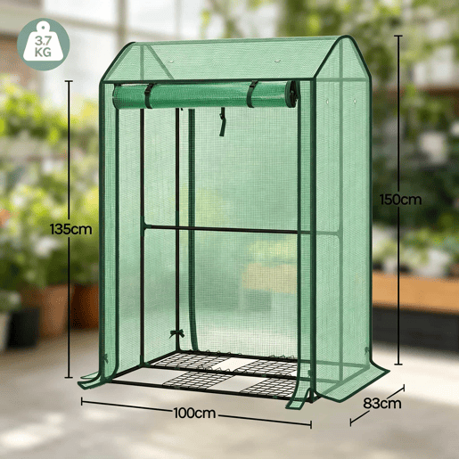 Estufa de varanda - resistente, com porta enrolável com fecho de correr para proteção das plantas - verde Estufa de varanda - resistente, com porta enrolável com fecho de correr para proteção das plantas - verde