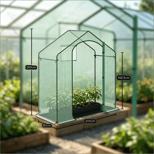 Estufa de terraço - Porta enrolável com fecho de correr, estufa de inverno para plantas, uso no exterior - Verde Estufa de terraço - Porta enrolável com fecho de correr, estufa de inverno para plantas, uso no exterior - Verde
