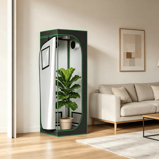 Mini-estufa 60x60x80 cm - Controlo ambiental completo, resistente, para interior - Preto e verde Mini-estufa 60x60x80 cm - Controlo ambiental completo, resistente, para interior - Preto e verde