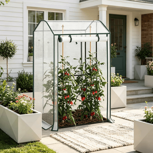 Estufa de jardim - Design resistente com porta enrolável com fecho de correr, proteção para as plantas no inverno, para varanda, pátio e jardim - Branco Estufa de jardim - Design resistente com porta enrolável com fecho de correr, proteção para as plantas no inverno, para varanda, pátio e jardim - Branco