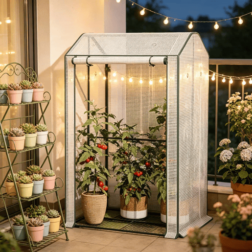 Estufa de jardim - Design resistente com porta enrolável com fecho de correr, proteção para as plantas no inverno, para varanda, pátio e jardim - Branco Estufa de jardim - Design resistente com porta enrolável com fecho de correr, proteção para as plantas no inverno, para varanda, pátio e jardim - Branco
