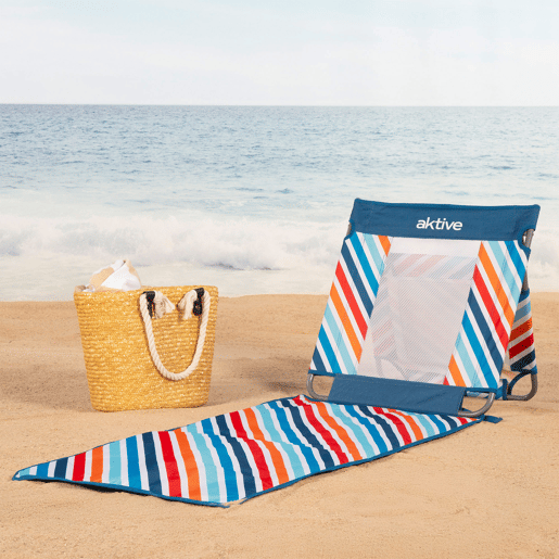 Aktive Tapete de praia reclinável multicolorido com cooler